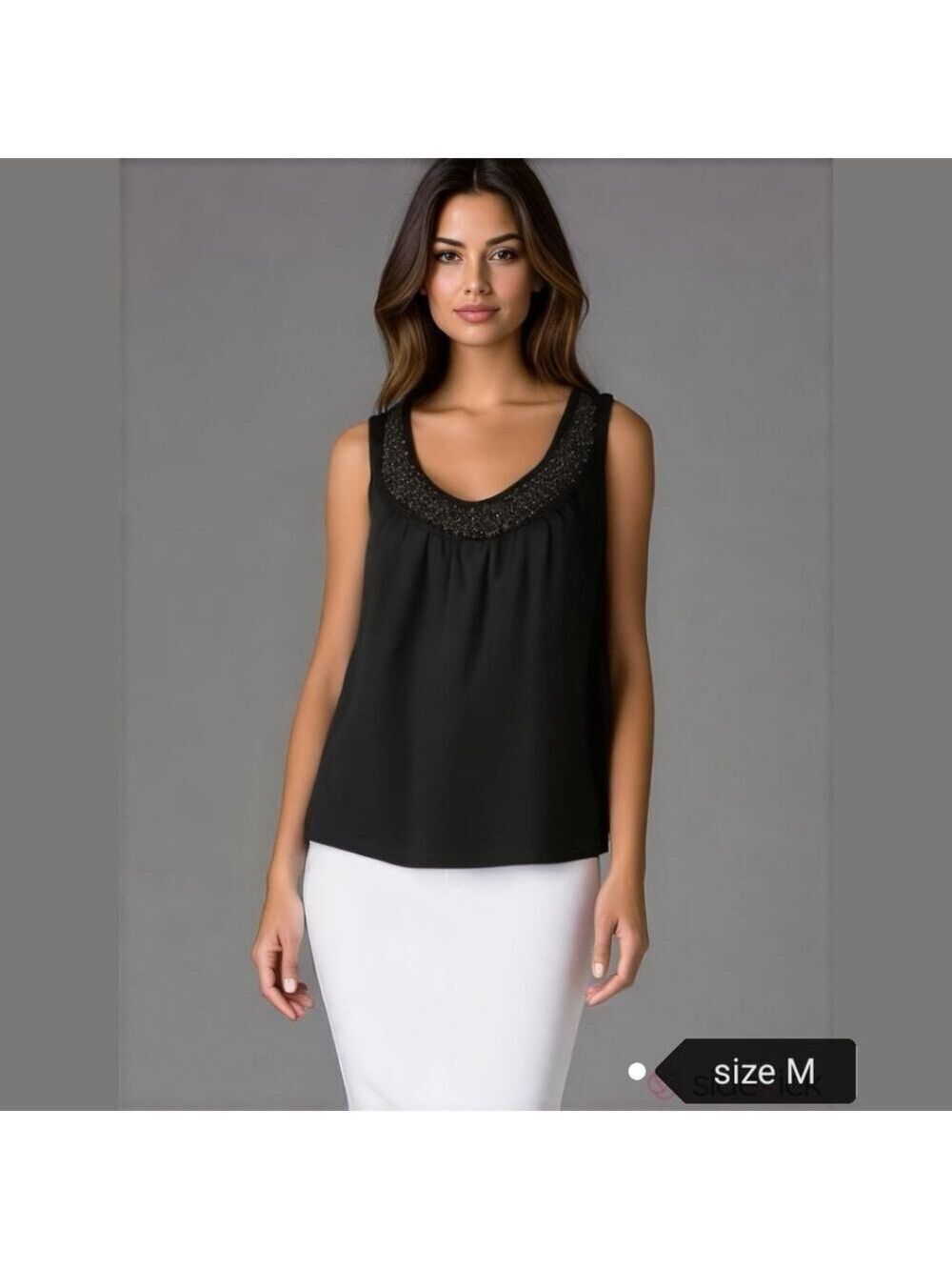 BLACK beaded Flowing tunic tank top 🆕